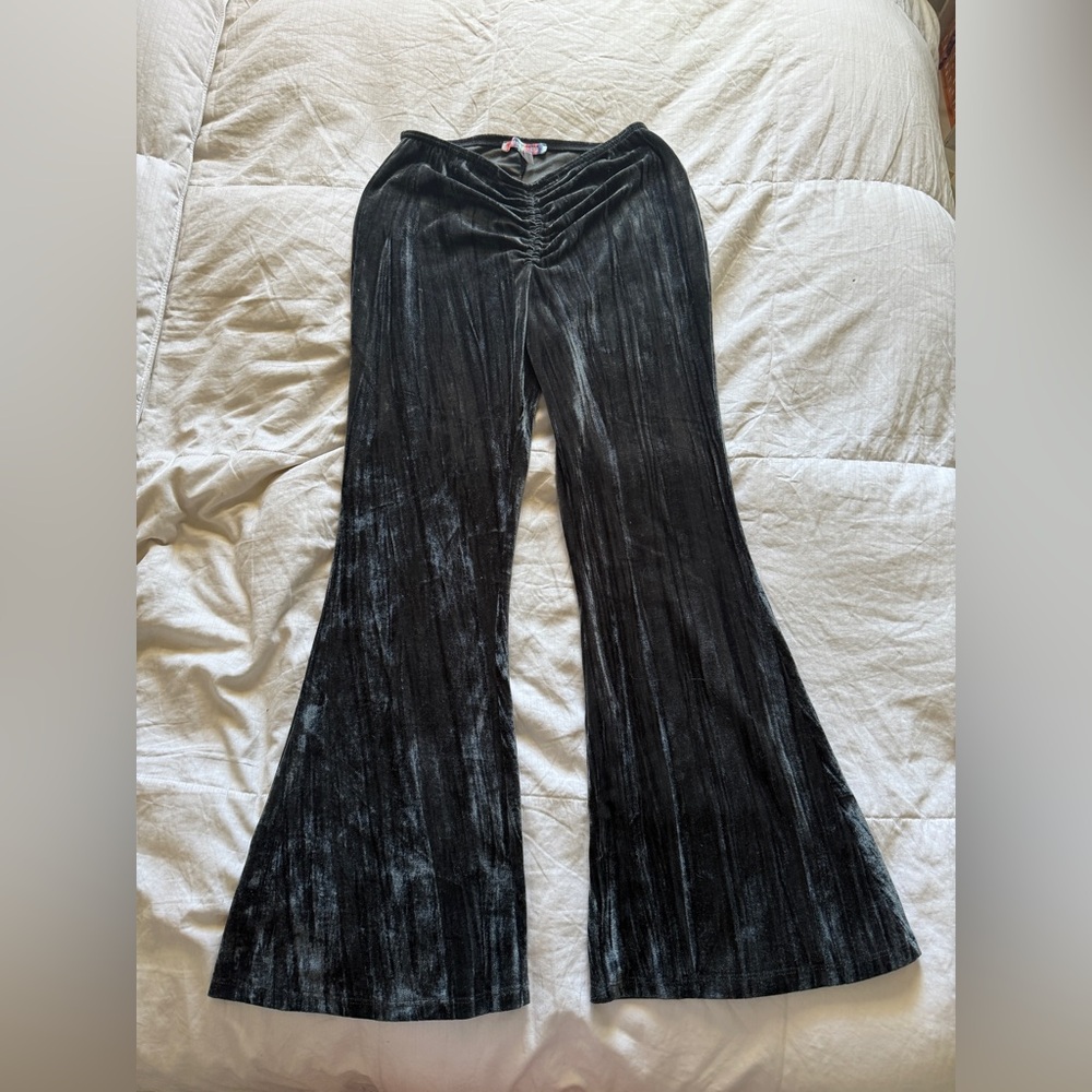 Bell bottom velvet black pants